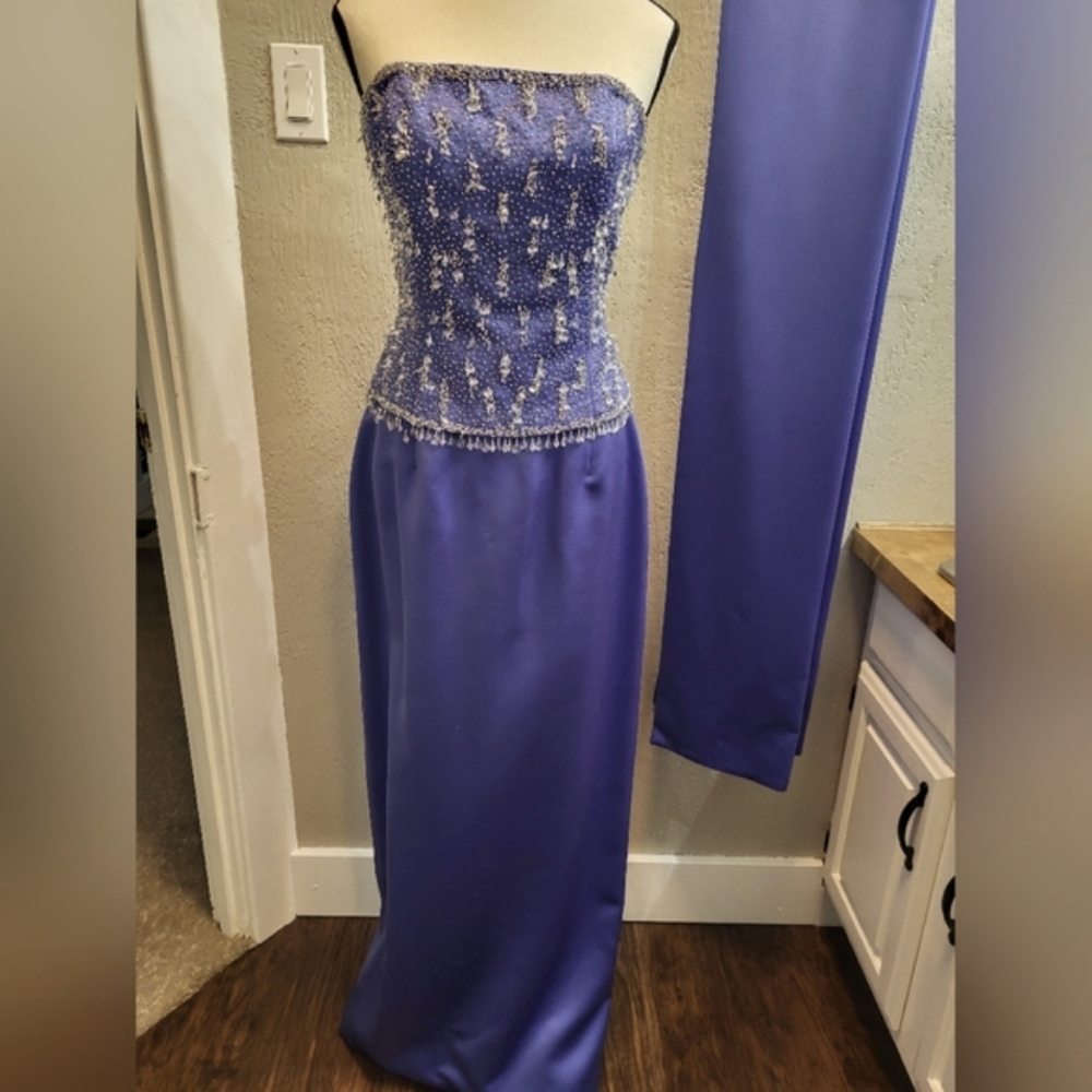 Vintage Lillie Rubin 3 Piece Beaded Strapless Column Gown